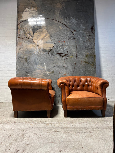 From Robbie Williams’ Compton Basset House - Very Well Crafted Leather Library Club Chairs