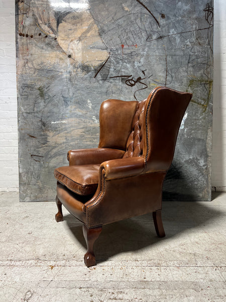 From Robbie William’s Compton Bassett House - Stunning MidC Vintage Leather Wing Back Chair