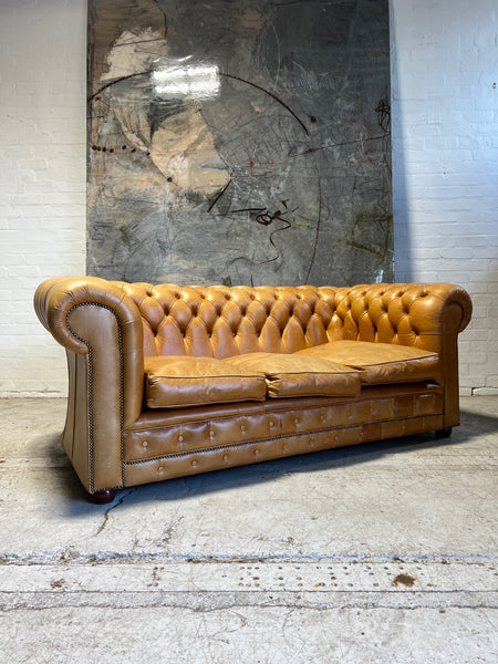 A Great Super Deep Honey Tan Leather Chesterfield Sofa