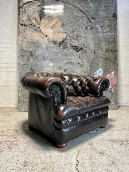 A Super Generous Brown Leather Chesterfield Club Chair