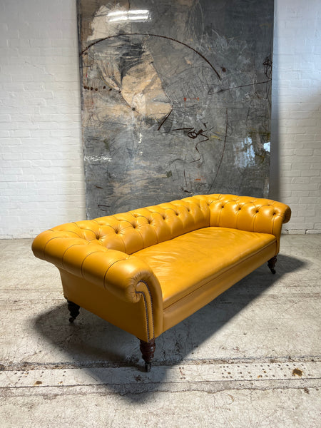 Elegant Antique 19ThC Victorian Chesterfield Sofa in Yellow