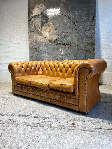 A Great Super Deep Honey Tan Leather Chesterfield Sofa
