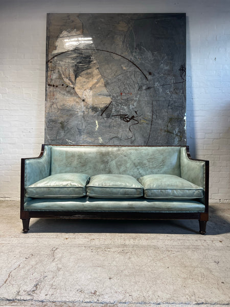 19thC Antique Country House Sofa - fully restored in hand dyed a Tiffany Leather