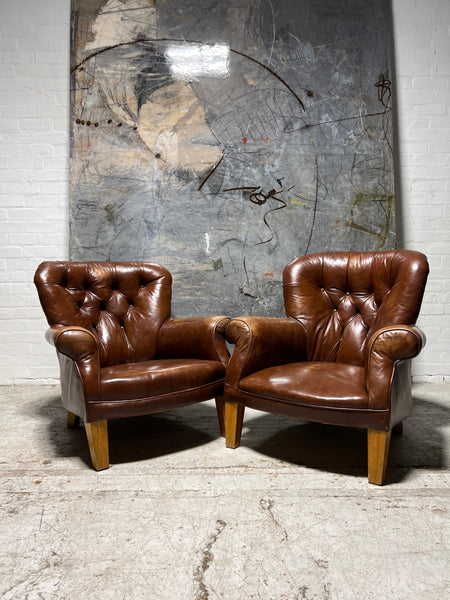 One Left - A Lovely Coil Sprung, Horse Hair Filled Leather Armchair