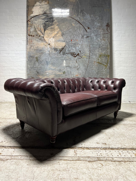 A Lovely Rich Plum Leather Chesterfield Sofa