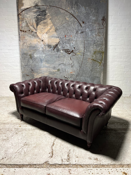 A Lovely Rich Plum Leather Chesterfield Sofa