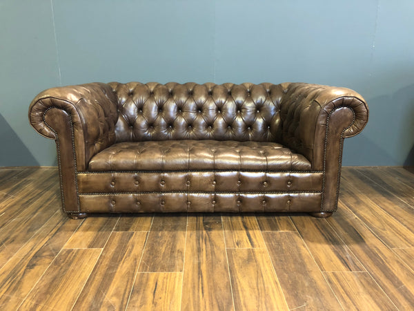 Our Bute 2 Seater in Dark Oak Hand Dyed Leathers