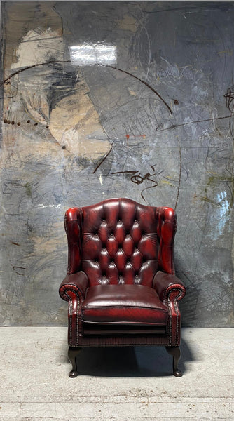 A Great Oxblood Chesterfield Wing Back Chair