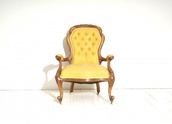 Antique Occasional Chair In Yellow 