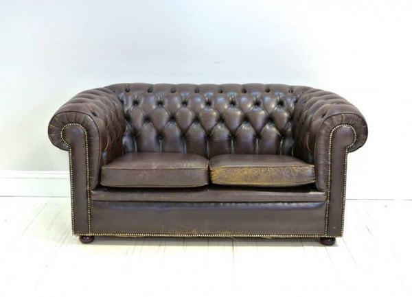 VINTAGE HAND DYED TWO SEAT CHESTERFIELD
