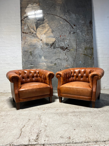 From Robbie Williams’ Compton Basset House - Very Well Crafted Leather Library Club Chairs