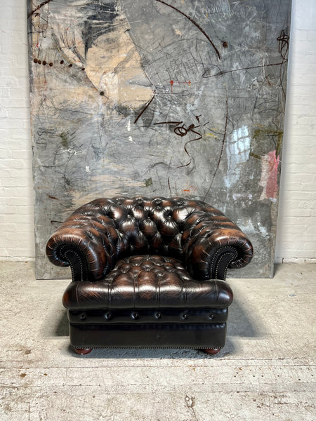 A Super Generous Brown Leather Chesterfield Club Chair