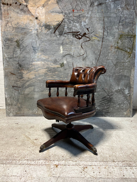 Beautiful Little Leather Captains Chair