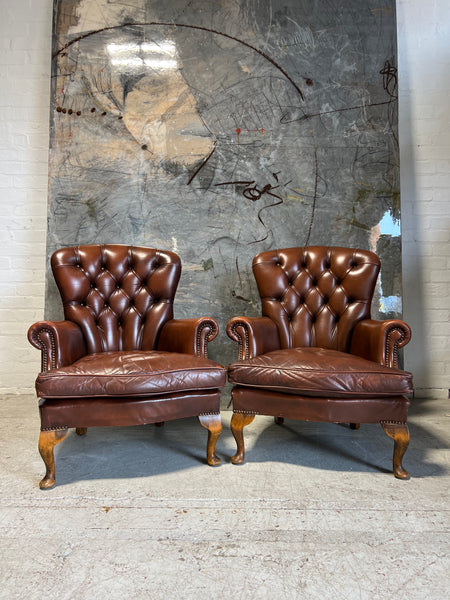 2 of 4 - A Beautiful Pair of Beat Side Chairs in Lovely Rich Brown Leather