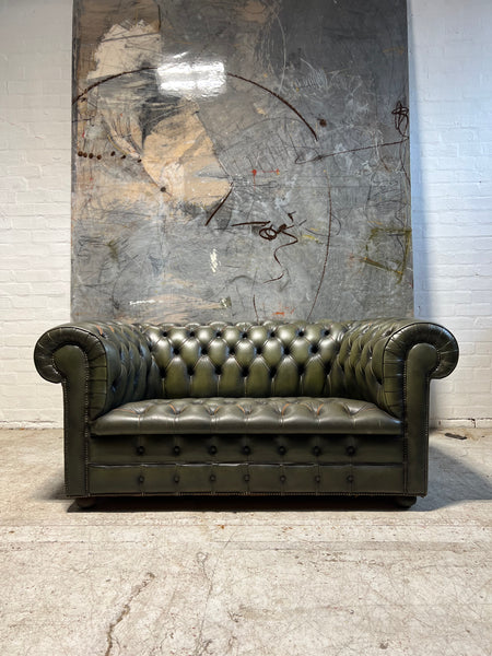 A Very Smart Hand Dyed Leather Chesterfield Sofa