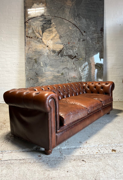 Beautiful Twice Loved Leather Chesterfield 3 Seater Sofa