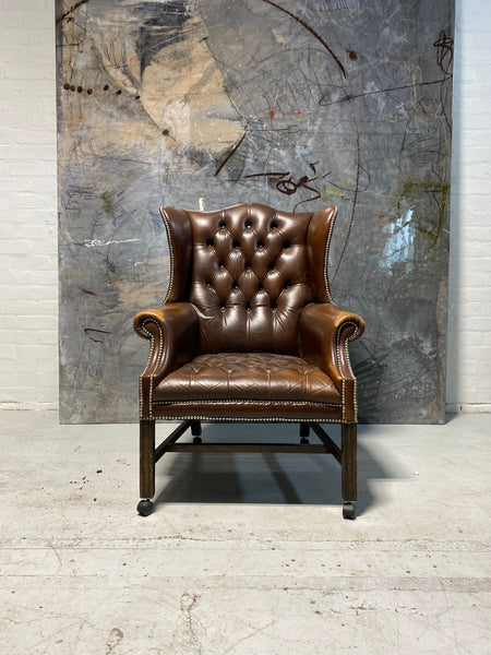 Stunning - MidC Leather Chesterfield Gentleman’s Wing Back Back
