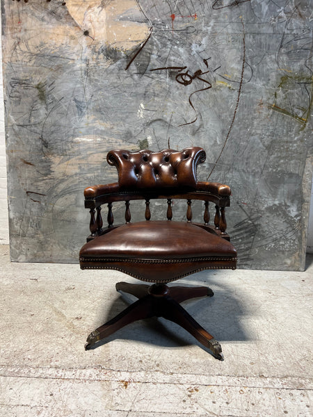 Beautiful Little Leather Captains Chair