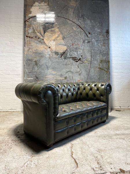 A Very Smart Hand Dyed Leather Chesterfield Sofa