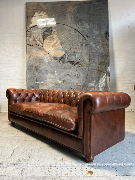 Beautiful Twice Loved Leather Chesterfield 3 Seater Sofa