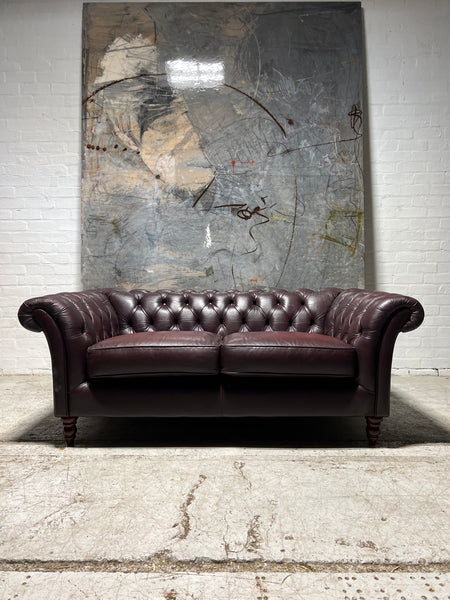 A Lovely Rich Plum Leather Chesterfield Sofa