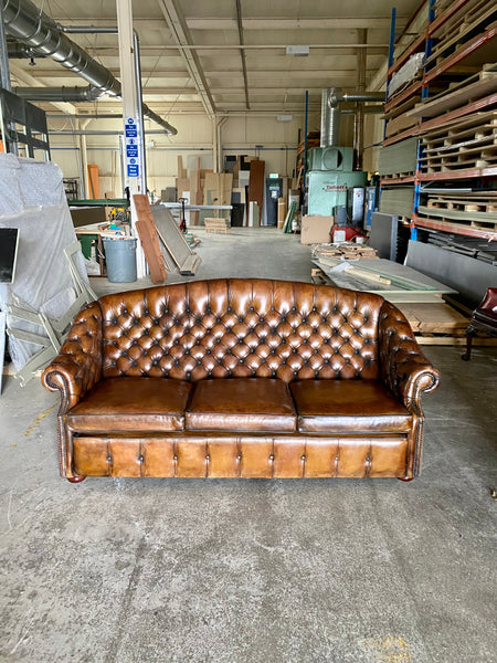 A Beautiful Arch Backed Chesterfield suite in Hand Dyed Leathers