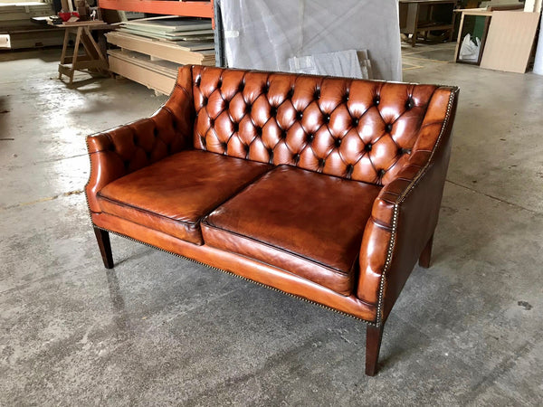 A Very Handsome Vintage Hand Dyed Leather Sofa