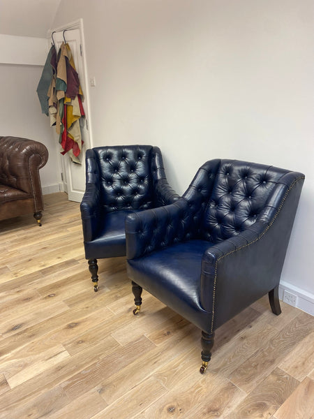 A Pair of our Canning Chairs in Hand Dyed Blue Ink - Crafting Manner 2