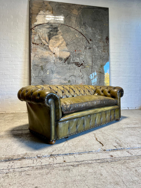 An Amazing Chesterfield Sofa in Hand Dyed Olive