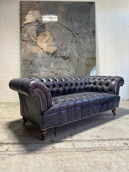 Ex-Display - Our Howard Leather Chesterfield Sofa in Hand Dyed Elephant Grey