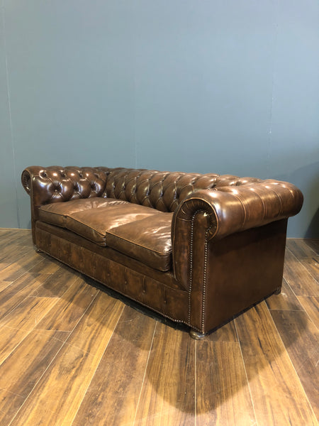 A Very Good Vintage Leather Sofa from the American a Embassy in London - Previously Restored