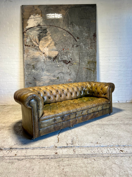 An Excellent MidC Vintage Leather Chesterfield Sofa in Original Hand Dyed Leathers