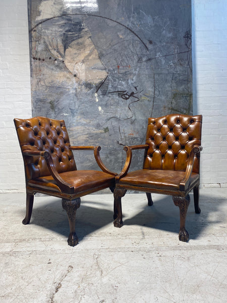 A Very Smart Matching Pair of Beautifully Carved Open Armchairs