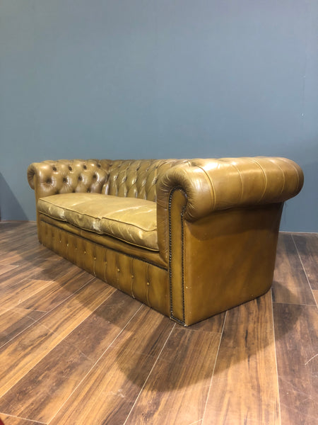 Twice Loved - Olive Tan Leather Sofa