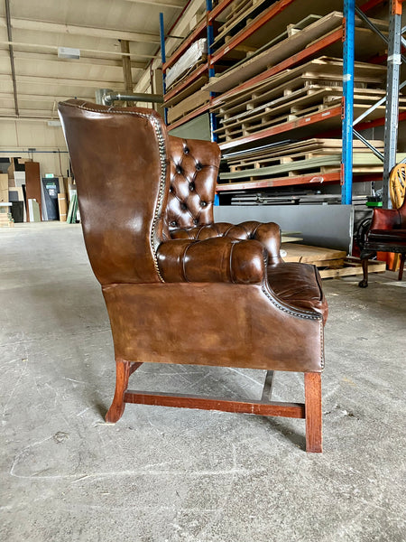 A Very Handsome MidC Hand Dyed Georgian Style Wing Chair