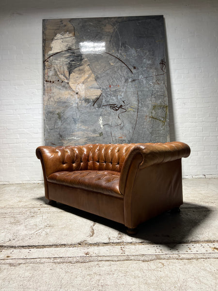 A Smart Rustic Tan 2 Seat Chesterfield Sofa