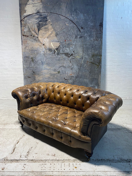 A Very Special and Rare Howard & Sons 19thC Chesterfield Sofa in Original Leathers