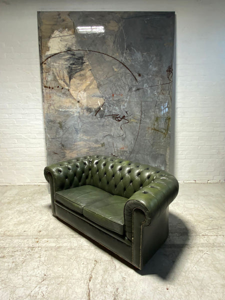 Beautiful Vintage Leather Chesterfield Sofa in Forest Greens