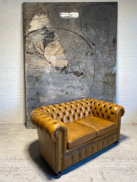 A Beautiful 2 Seater Chesterfield in Golden Tan Leather