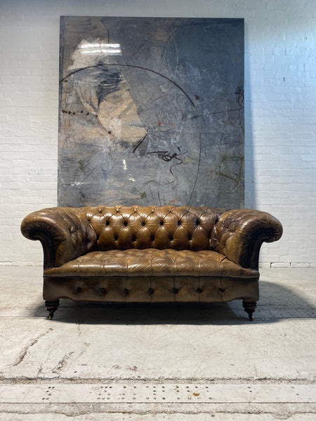 A Very Special and Rare Howard & Sons 19thC Chesterfield Sofa in Original Leathers