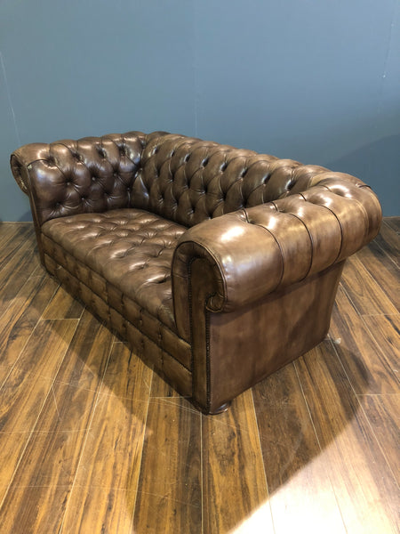 Our Bute 2 Seater in Dark Oak Hand Dyed Leathers