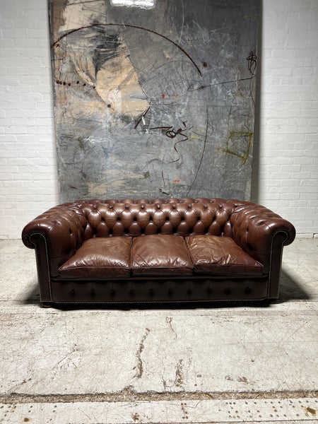 A Super Comfortable MidC Leather Chesterfield Sofa in Chocolate