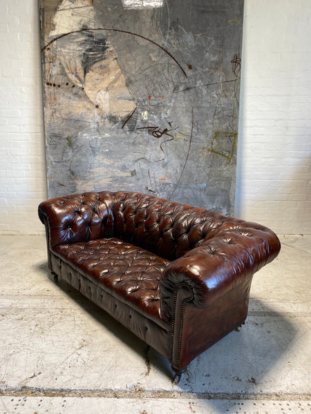 Antique Leather Chesterfield Sofa - Very Smart 19thC