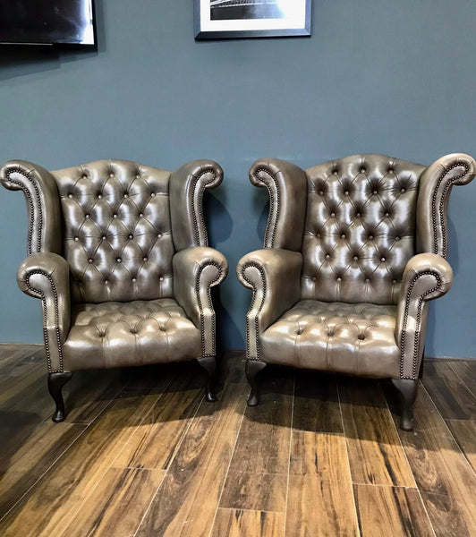 EX DISPLAY - A Beautiful Pair of our Crafting Manner 6 Wing back Chairs
