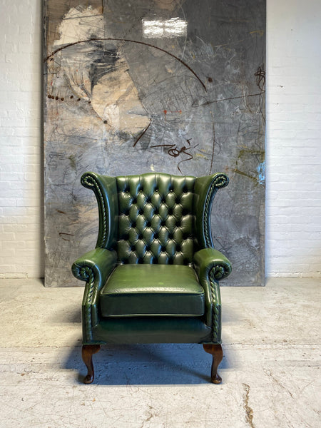 A Lovely Rich Green Gentleman’s Chesterfield Wing Chair