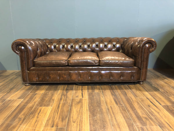 A Very Good Vintage Leather Sofa from the American a Embassy in London - Previously Restored
