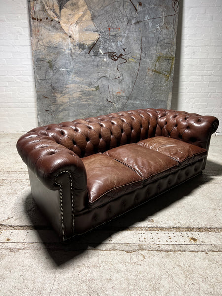 A Super Comfortable MidC Leather Chesterfield Sofa in Chocolate
