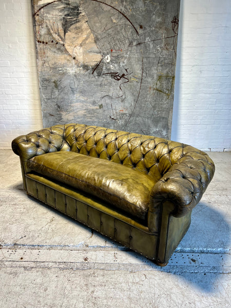 An Amazing Chesterfield Sofa in Hand Dyed Olive