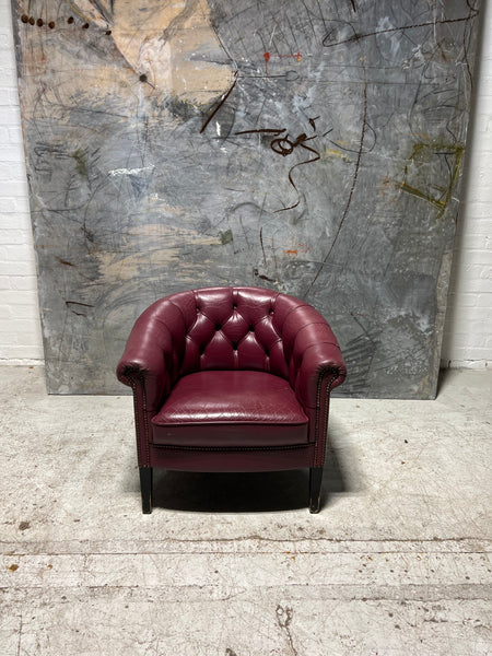 Wow!  Amazing Set of 4 Cigar Chairs in Aubergine Leathers