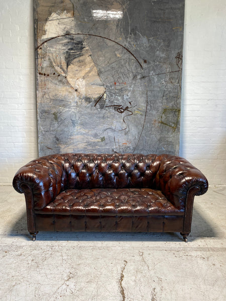 Antique Leather Chesterfield Sofa - Very Smart 19thC